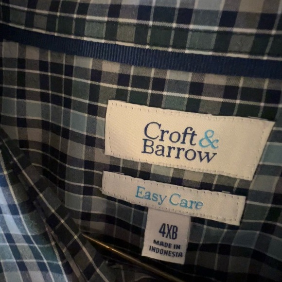 Croft and Barrow, button down dress shirt, blue plaid good condition 4xb - Picture 3 of 3